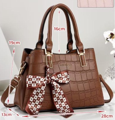 Elegant Large Grey Stone Pattern Handbag Grey