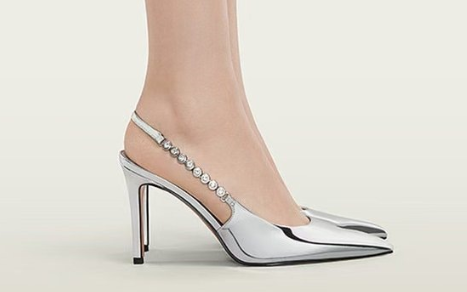 Elegant Silver Crystal Slingback Heels