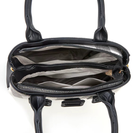European 2-Piece Handbag Set With Contrasting Trim & Matching Pouch Pink