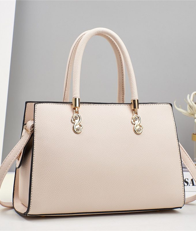 New Solid Color Lychee Texture Shoulder Handbag For Women