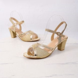 Elegant Gold Crystal Rhinestone Sandals