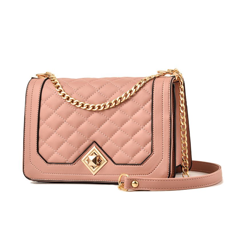 Chanel Style Diamond Chain Single Shoulder Handbag Pink