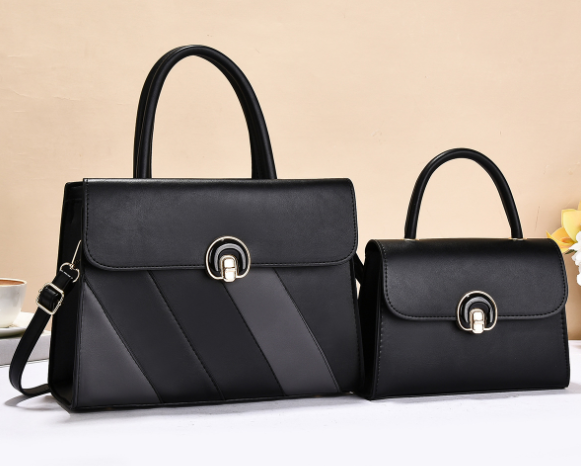 2026 Trendy Elegant Large 2-Piece Handbag Set Black