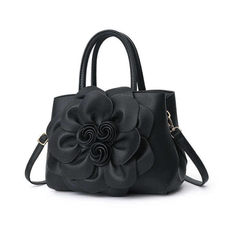 2026 Spring Solid Color College Style Women's Bag – Leather Floral Hand & Shoulder Laptop Bag