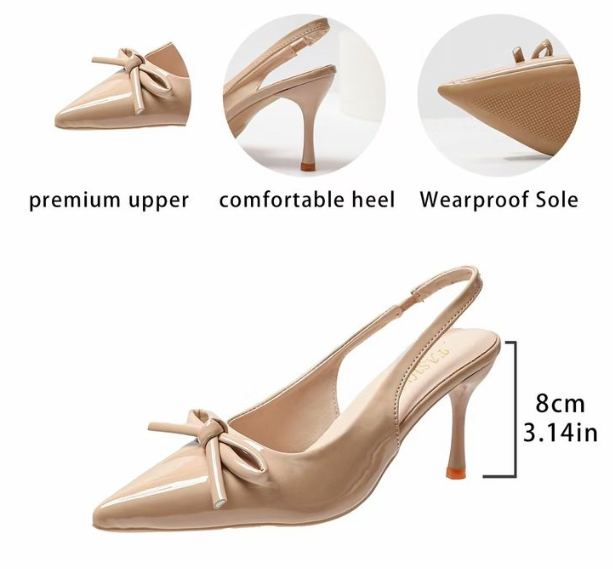 Everyday Casual Pointed Toe Low Stiletto Heels Gold