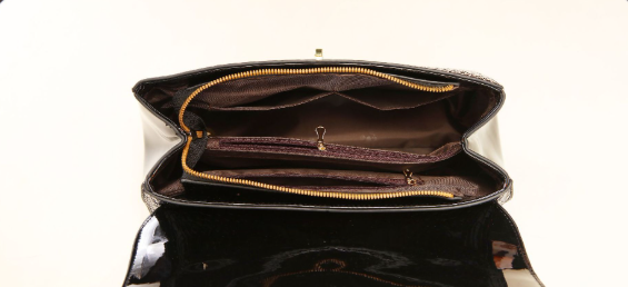 Glossy Crocodile Pattern Boston Bag