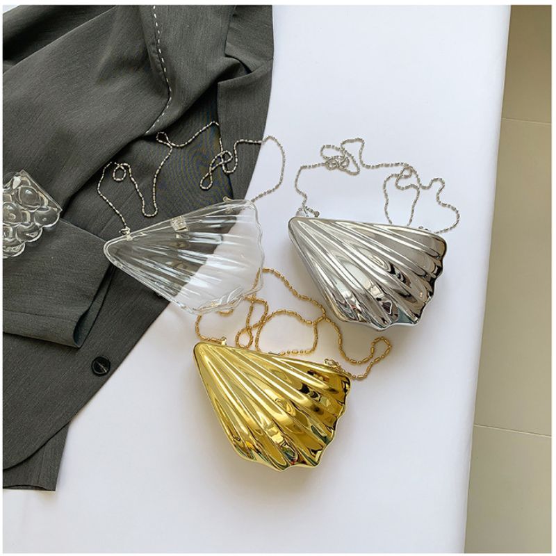 Angel Wings Fan-Shaped Shell Jewelry Bag