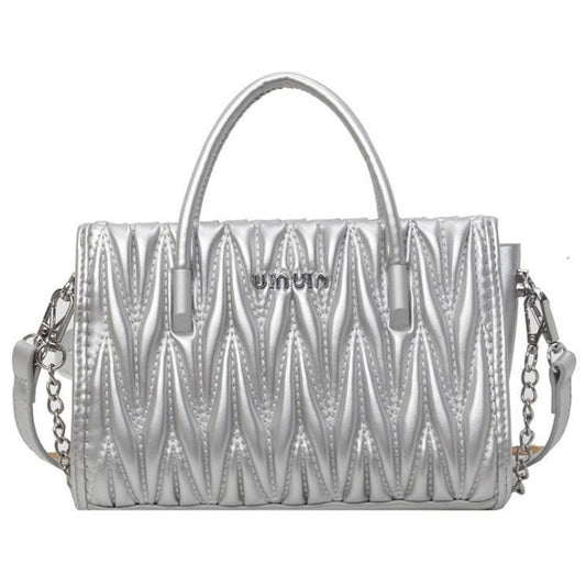 Fashionable Versatile Solid Color Exquisite Embroidery Bag Silver