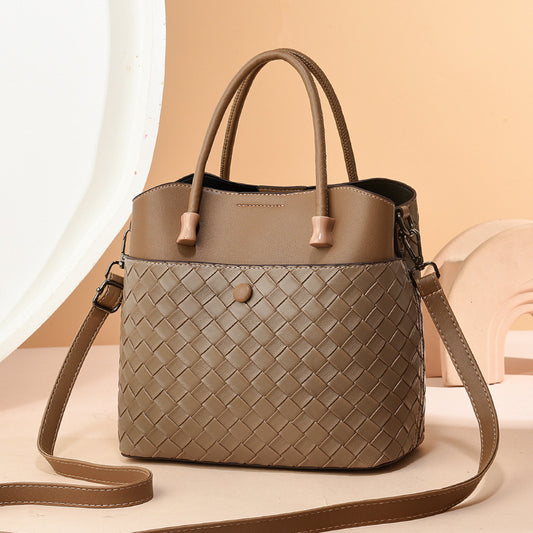 New Large Tote Soft Leather Woven Shoulder Handbag