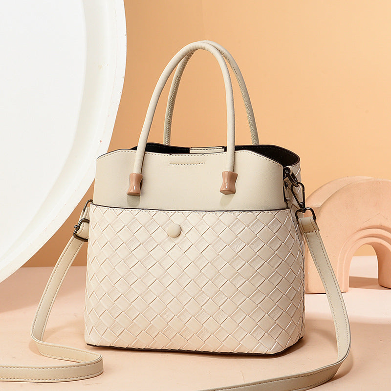 New Large Tote Soft Leather Woven Shoulder Handbag