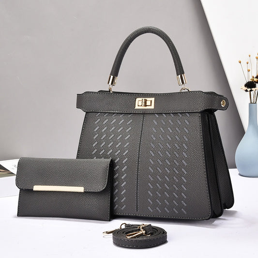 Dezia Large Mother & Child Handbag Set Dark Gray