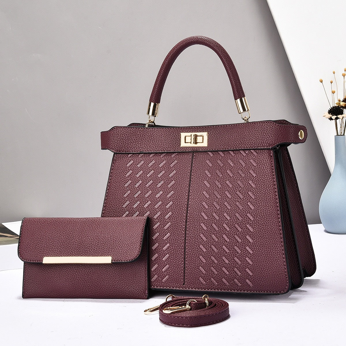 Dezia Large Mother & Child Handbag Set Purple