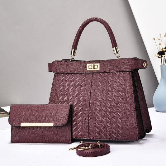 Dezia Large Mother & Child Handbag Set Purple