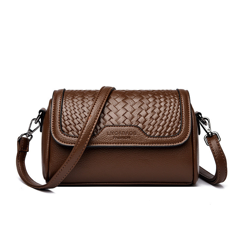 2027 Elegant Small Woven Crossbody Bag Brown