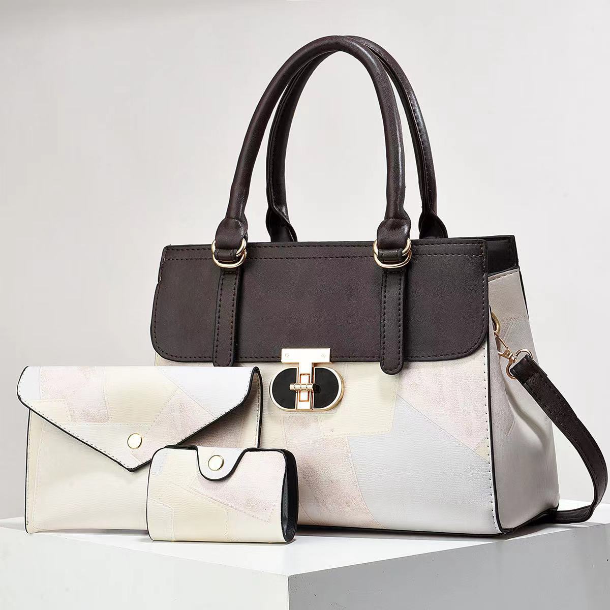 New Fashion Contrast Color Splicing Large Bag