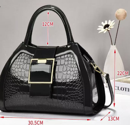 Elegant Medium Glossy Stone Pattern Handbag Red