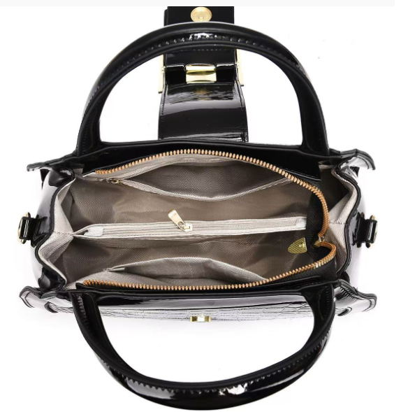 Elegant Medium Glossy Stone Pattern Handbag Grey
