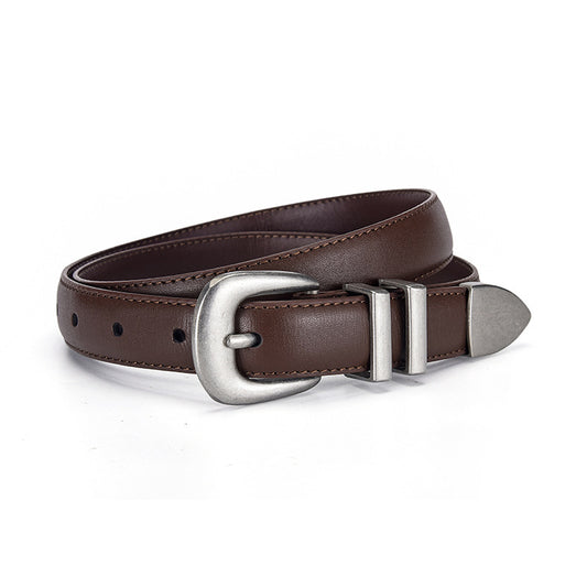 Versatile Decorative Horseshoe Buckle Slimming Waist Belt for Women Brown