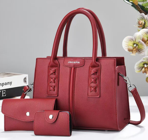 2026 Trendy 3-Piece Handbag Set Red