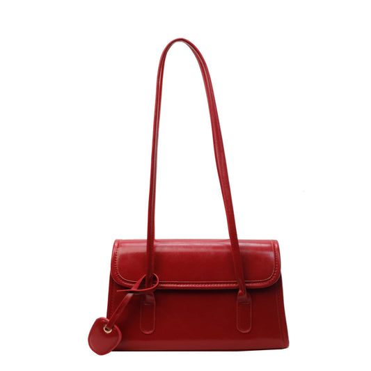 Vibrant Glossy Red Horizontal Square Handbag