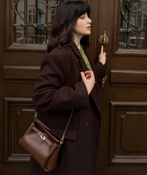JW PEI Carmen Simple Retro High-End Shoulder Crossbody Bag for Women Brown