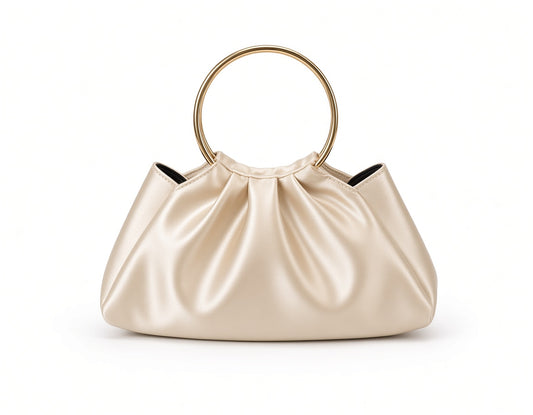 French Vintage Satin Pleated Cloud Dumpling Bag