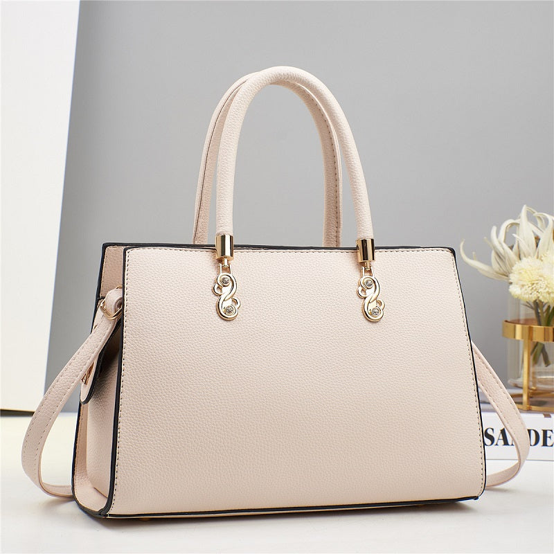 New Solid Color Lychee Texture Shoulder Handbag For Women