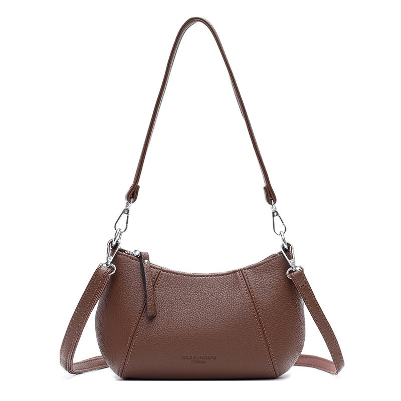 Elegant Small Dumpling Crossbody Bag Brown