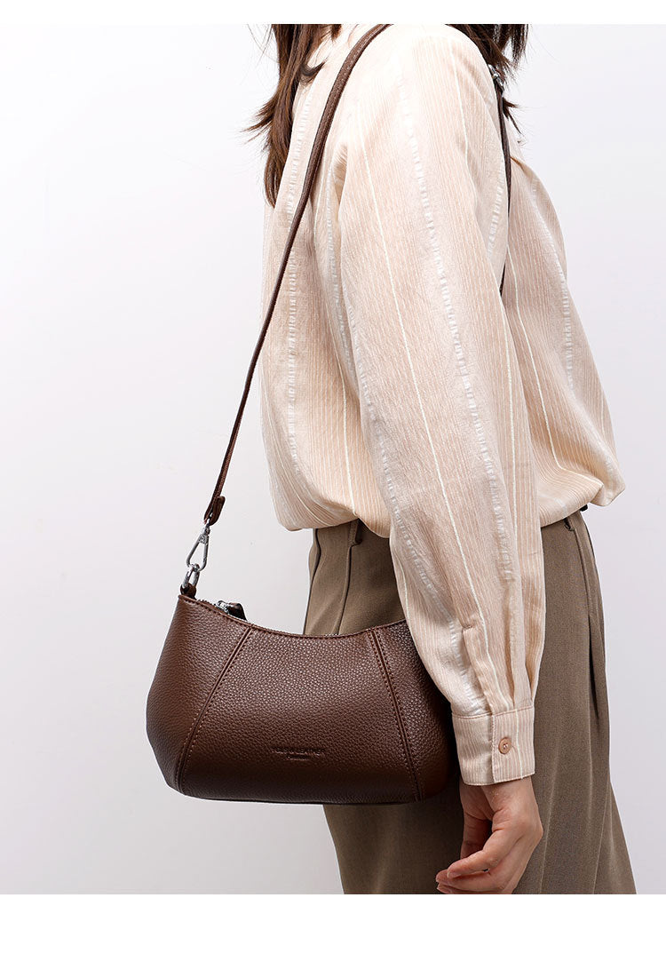 Elegant Small Dumpling Crossbody Bag Brown