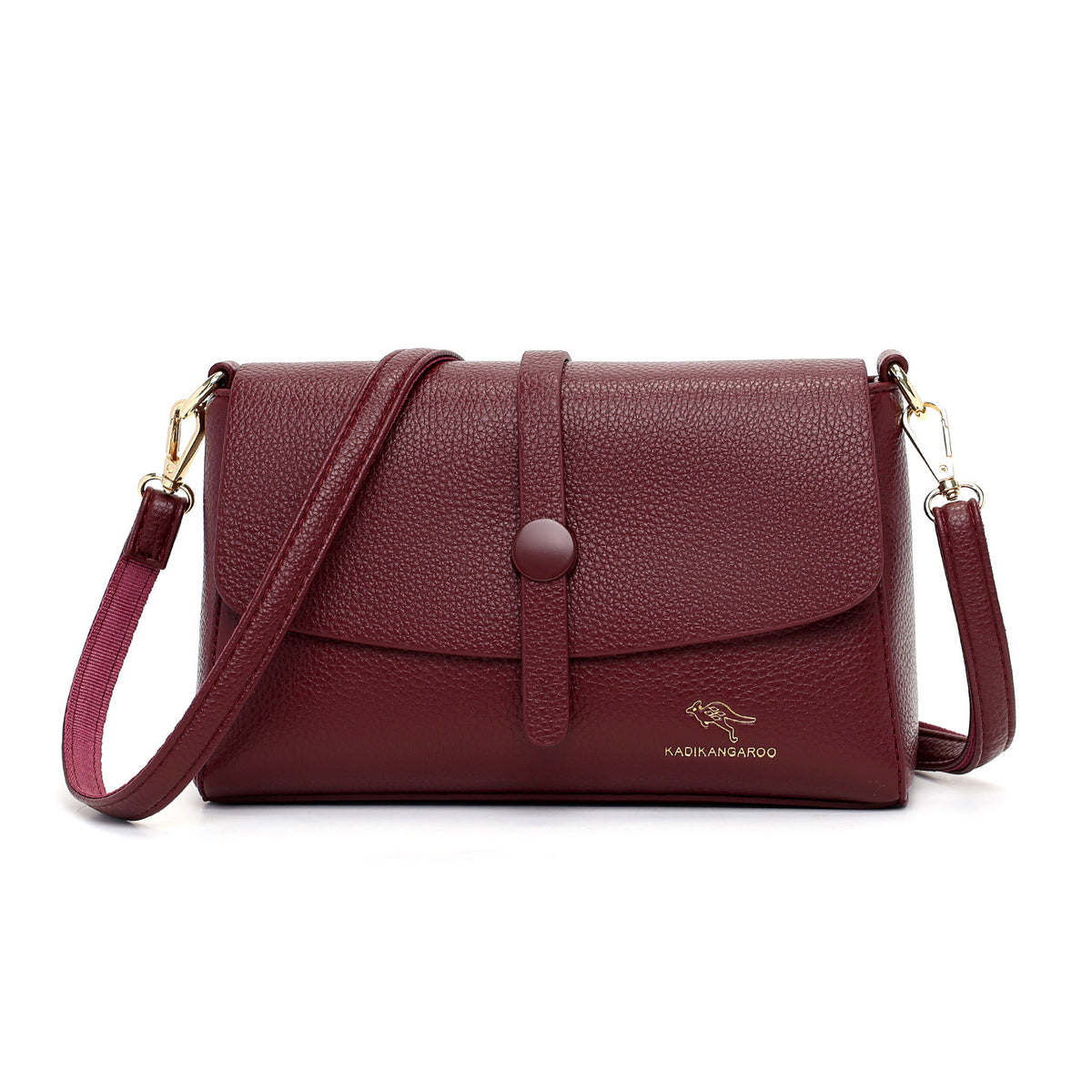 Elegant Burgundy Pebbled Leather Crossbody Bag Red
