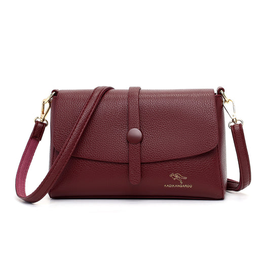 Elegant Burgundy Pebbled Leather Crossbody Bag Red