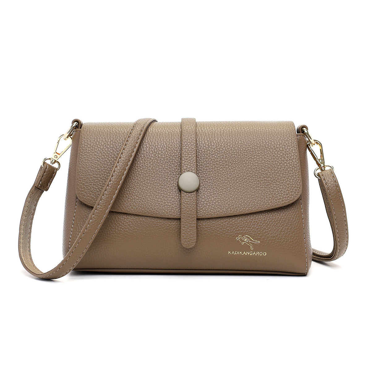 Elegant Burgundy Pebbled Leather Crossbody Bag Khaki