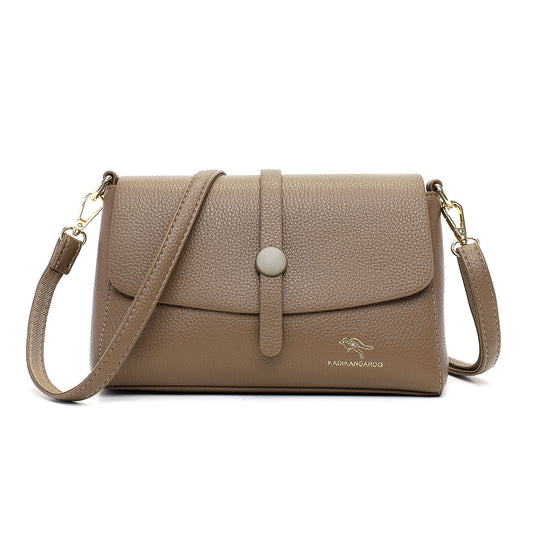 Elegant Burgundy Pebbled Leather Crossbody Bag Khaki