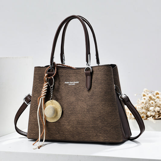 Trendy Elegant Woven Shoulder Bag Brown