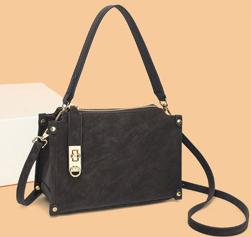 Elegant Small Frosted Square Bag Black