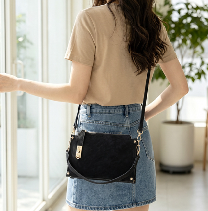Elegant Small Frosted Square Bag Black