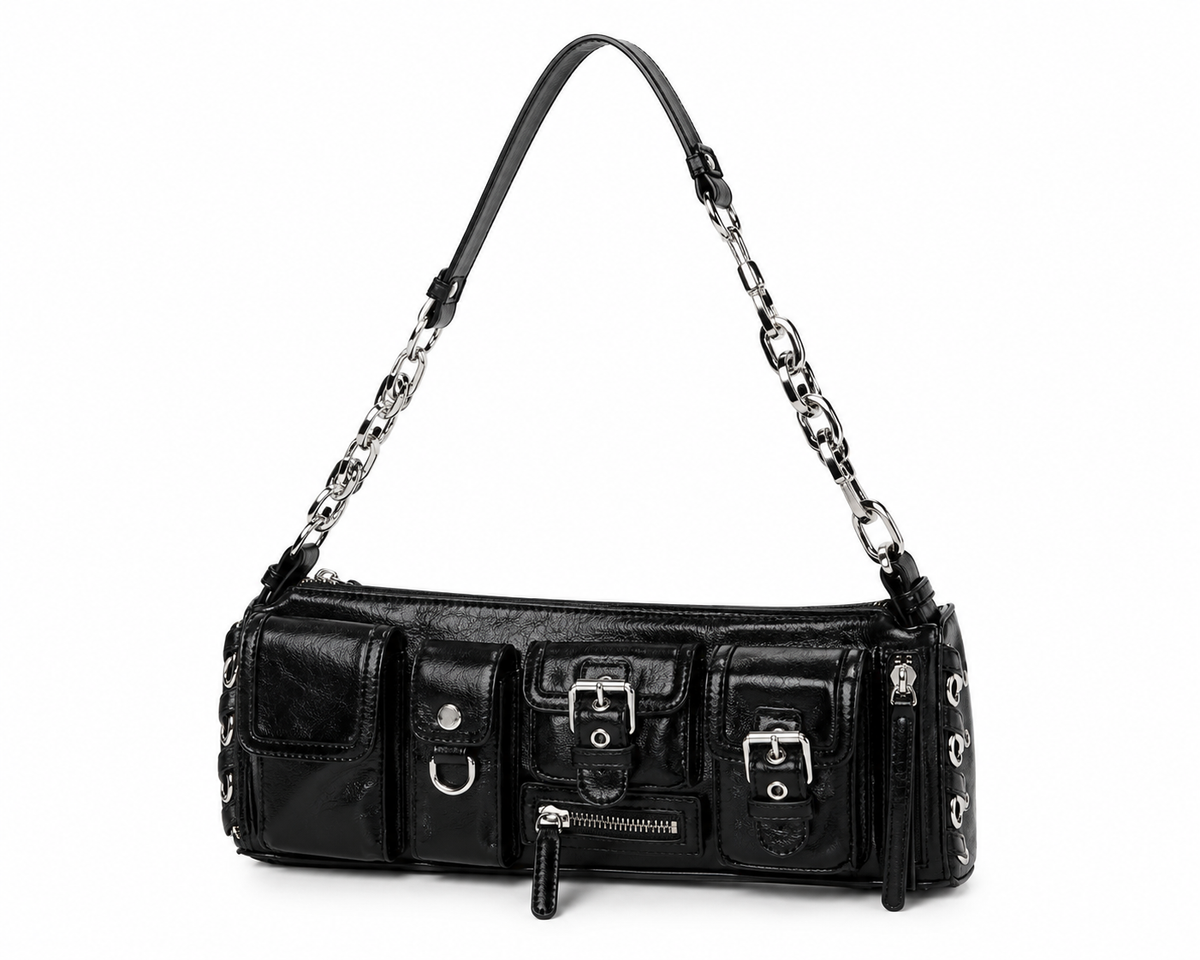 Niche Design Long Multi-Pocket Ring Functional Bag for Women