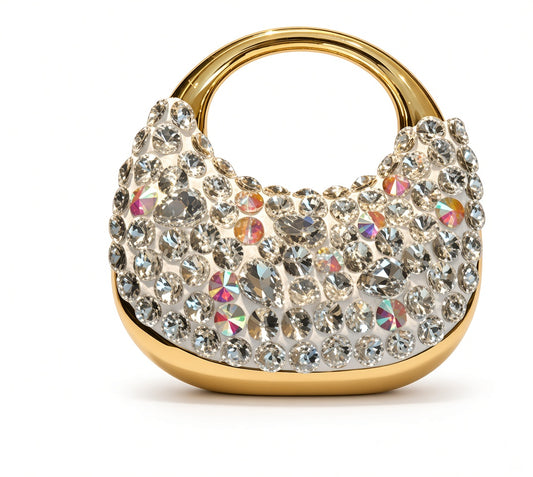 Mini Acrylic Fashion Niche Personalized Shoulder Crescent Bag Gold