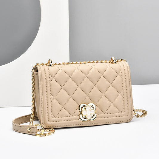 2023 New Fashion Small Fragrance Style Diamond Chain Bag khaki