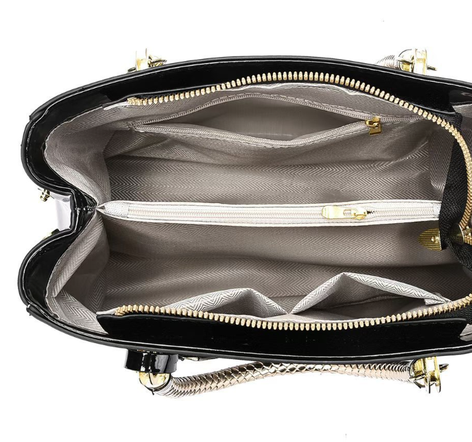 2026 Patent Leather Commuter Tote for Women – Large Capacity Simple Shoulder & Diagonal Crossbody Bag, Trendy Fashion Portable Handbag