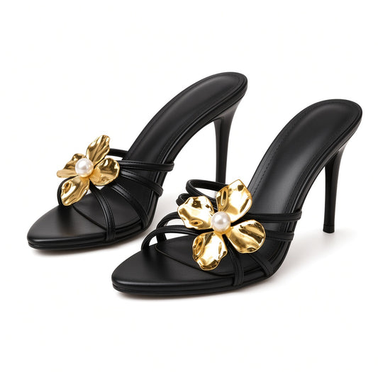 2025 New Stiletto Heels Black Sandals for Women Black