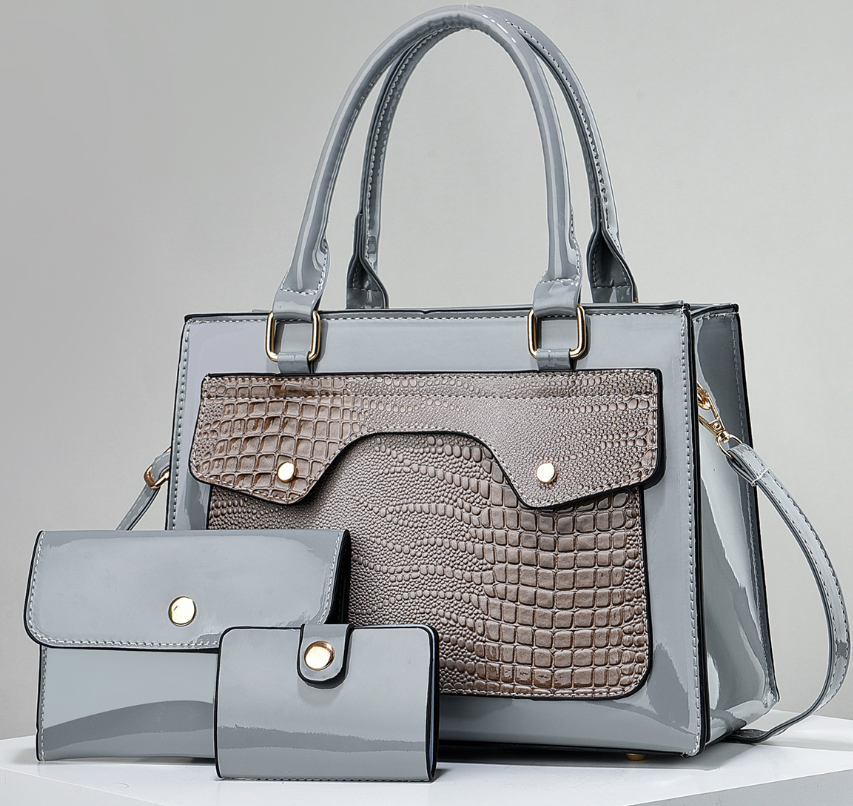 2026 Autumn Winter Bright Leather Women's Bag – Child & Mother Three-Piece Set, High-End Large Capacity Handbag